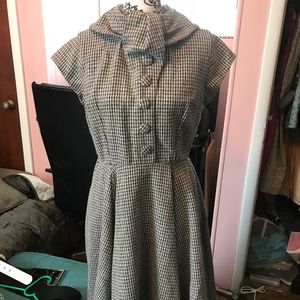 E-Shakti Houndstooth Wool Blend Swing Dress - Dita